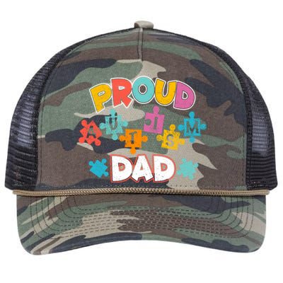 Proud Autism Dad Puzzle Autism Awareness Month Funny Family Gift Retro Rope Trucker Hat Cap