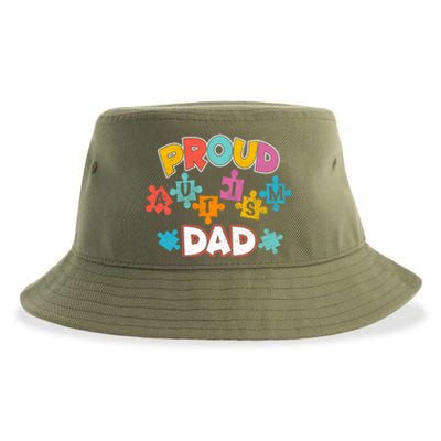 Proud Autism Dad Puzzle Autism Awareness Month Funny Family Gift Sustainable Bucket Hat