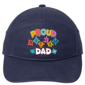 Proud Autism Dad Puzzle Autism Awareness Month Funny Family Gift 7-Panel Snapback Hat