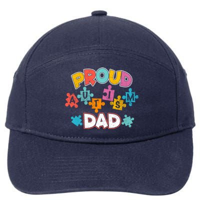 Proud Autism Dad Puzzle Autism Awareness Month Funny Family Gift 7-Panel Snapback Hat