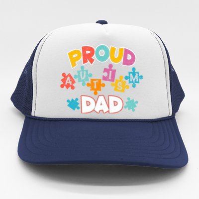 Proud Autism Dad Puzzle Autism Awareness Month Funny Family Gift Trucker Hat