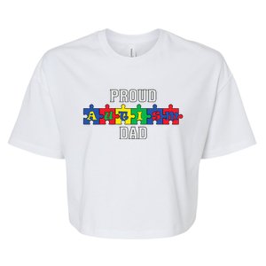 Proud Autism Dad Father Family Autistic Autism Awareness Bella+Canvas Jersey Crop Tee