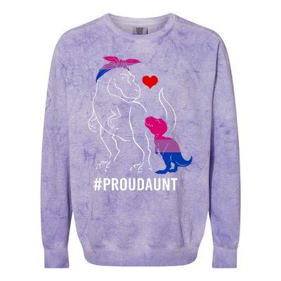 Proud Aunt Dinosaur T Rex Mama Bisexual Pride Funny Gift Colorblast Crewneck Sweatshirt