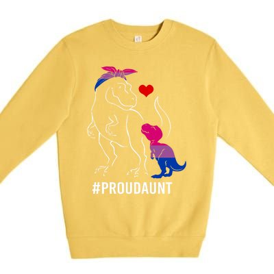 Proud Aunt Dinosaur T Rex Mama Bisexual Pride Funny Gift Premium Crewneck Sweatshirt