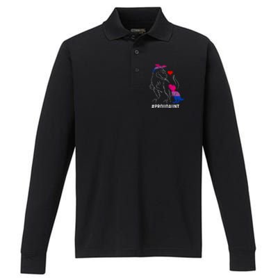 Proud Aunt Dinosaur T Rex Mama Bisexual Pride Funny Gift Performance Long Sleeve Polo