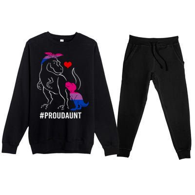 Proud Aunt Dinosaur T Rex Mama Bisexual Pride Funny Gift Premium Crewneck Sweatsuit Set