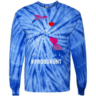 Proud Aunt Dinosaur T Rex Mama Bisexual Pride Funny Gift Tie-Dye Long Sleeve Shirt