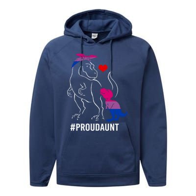 Proud Aunt Dinosaur T Rex Mama Bisexual Pride Funny Gift Performance Fleece Hoodie