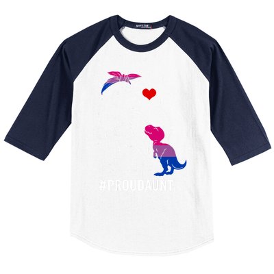 Proud Aunt Dinosaur T Rex Mama Bisexual Pride Funny Gift Baseball Sleeve Shirt