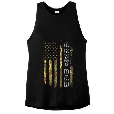 Proud Army Dad United States USA Flag Father Ladies PosiCharge Tri-Blend Wicking Tank