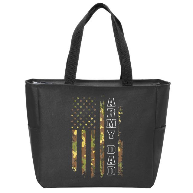 Proud Army Dad United States USA Flag Father Zip Tote Bag