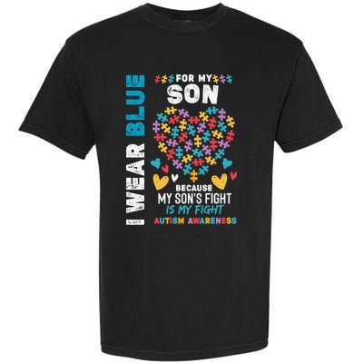 Proud Autistic Dad, I Wear Blue For My Son Autism Awareness Garment-Dyed Heavyweight T-Shirt