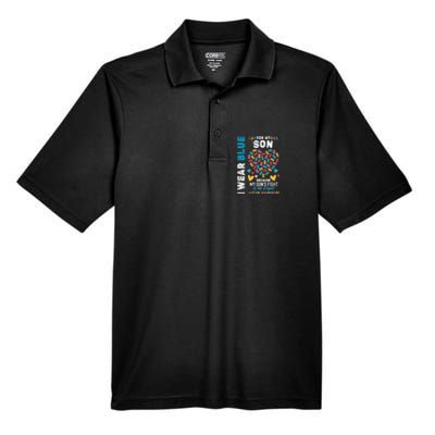 Proud Autistic Dad, I Wear Blue For My Son Autism Awareness Men's Origin Performance Pique Polo