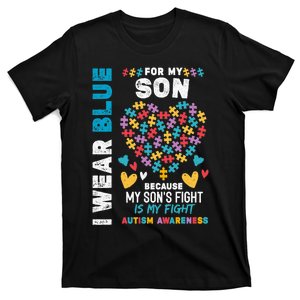 Proud Autistic Dad, I Wear Blue For My Son Autism Awareness T-Shirt