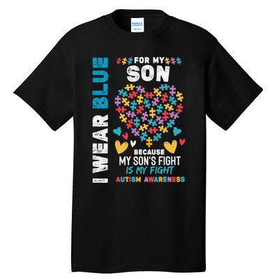 Proud Autistic Dad, I Wear Blue For My Son Autism Awareness Tall T-Shirt