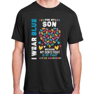 Proud Autistic Dad, I Wear Blue For My Son Autism Awareness Adult ChromaSoft Performance T-Shirt