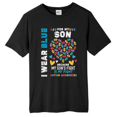 Proud Autistic Dad, I Wear Blue For My Son Autism Awareness Tall Fusion ChromaSoft Performance T-Shirt