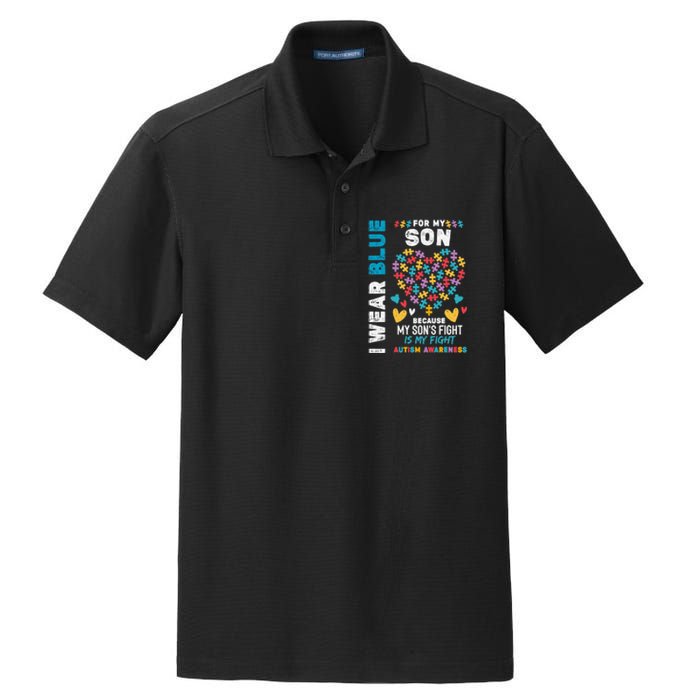 Proud Autistic Dad, I Wear Blue For My Son Autism Awareness Dry Zone Grid Polo