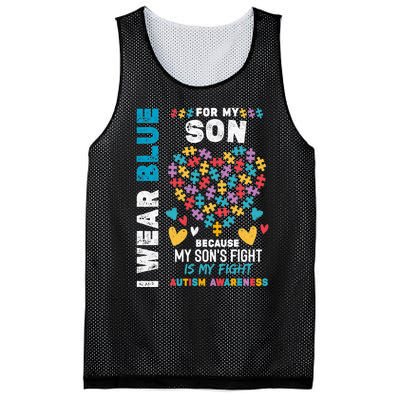 Proud Autistic Dad, I Wear Blue For My Son Autism Awareness Mesh Reversible Basketball Jersey Tank