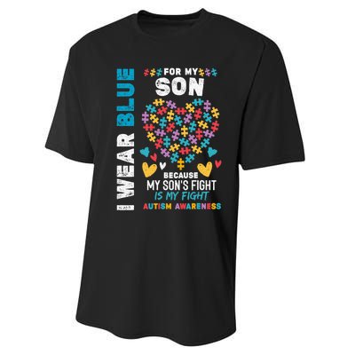 Proud Autistic Dad, I Wear Blue For My Son Autism Awareness Performance Sprint T-Shirt