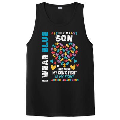 Proud Autistic Dad, I Wear Blue For My Son Autism Awareness PosiCharge Competitor Tank