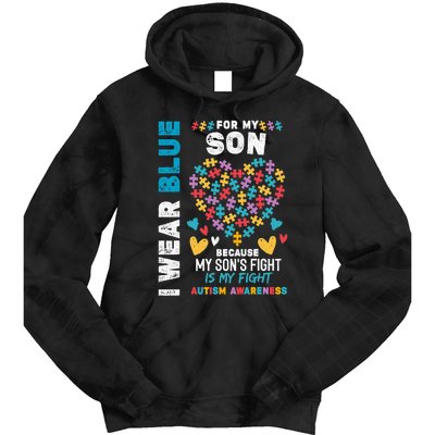 Proud Autistic Dad, I Wear Blue For My Son Autism Awareness Tie Dye Hoodie