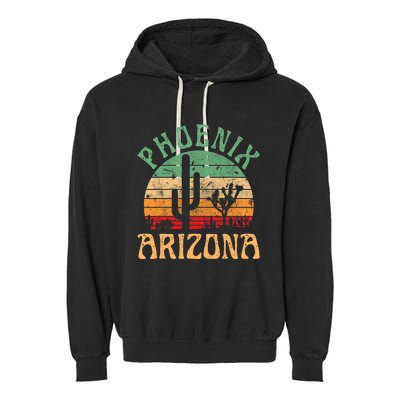 Phoenix Arizona Desert Cactus Retro Sunset Outdoors Retro Garment-Dyed Fleece Hoodie