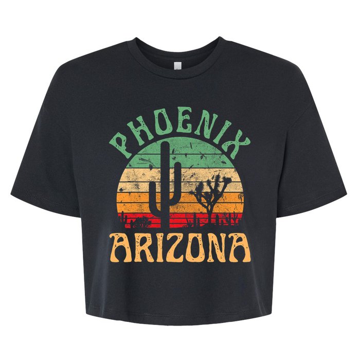 Phoenix Arizona Desert Cactus Retro Sunset Outdoors Retro Bella+Canvas Jersey Crop Tee