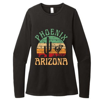 Phoenix Arizona Desert Cactus Retro Sunset Outdoors Retro Womens CVC Long Sleeve Shirt