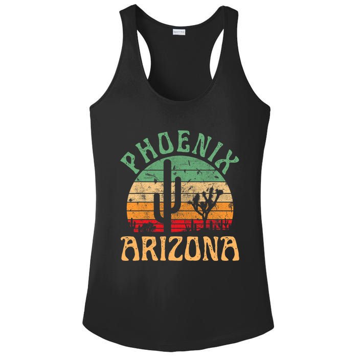 Phoenix Arizona Desert Cactus Retro Sunset Outdoors Retro Ladies PosiCharge Competitor Racerback Tank