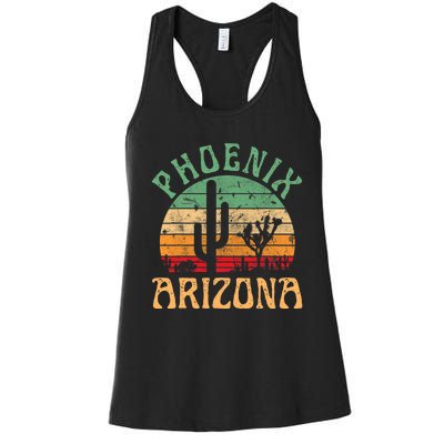 Phoenix Arizona Desert Cactus Retro Sunset Outdoors Retro Women's Racerback Tank