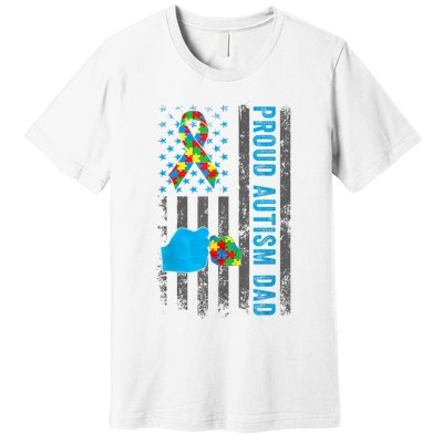 Proud Autism Dad American Flag USA Autism Awareness Dad  Premium T-Shirt