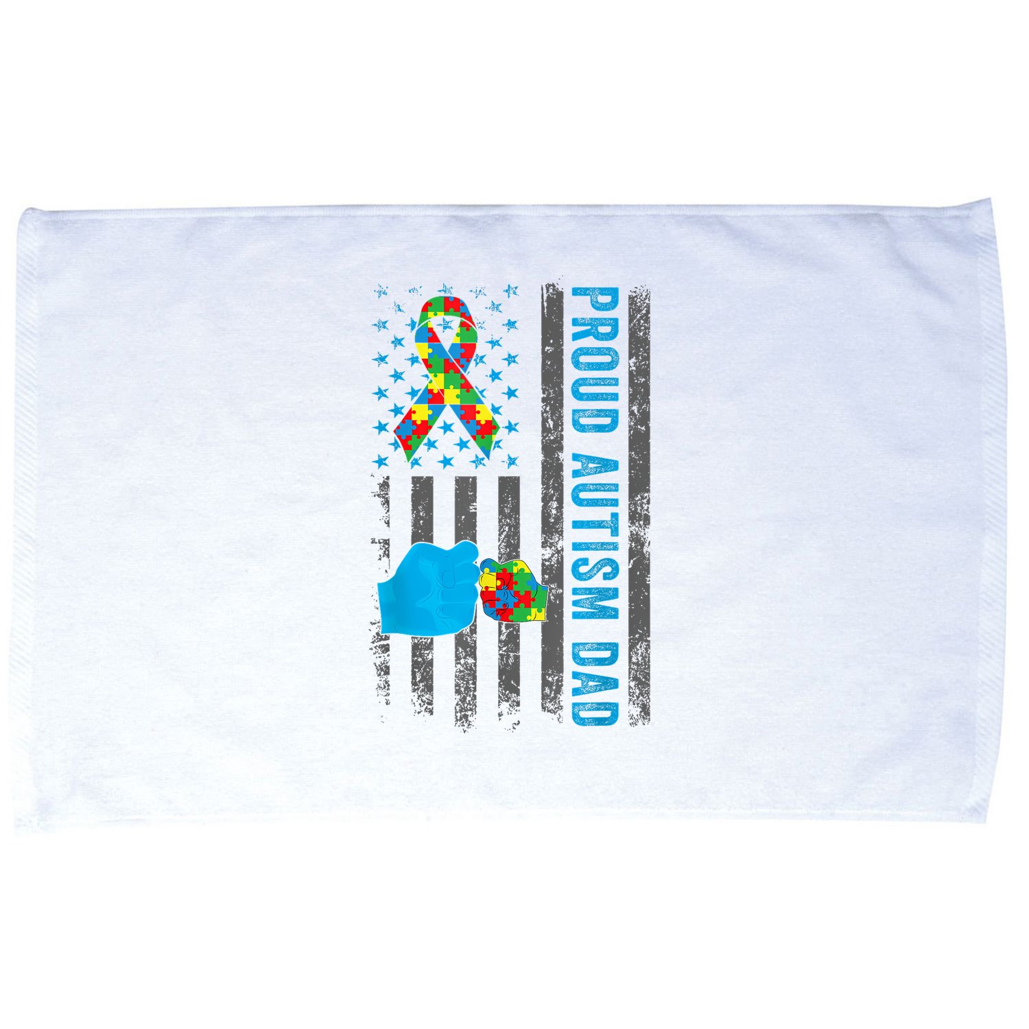 Proud Autism Dad American Flag USA Autism Awareness Dad  Microfiber Hand Towel