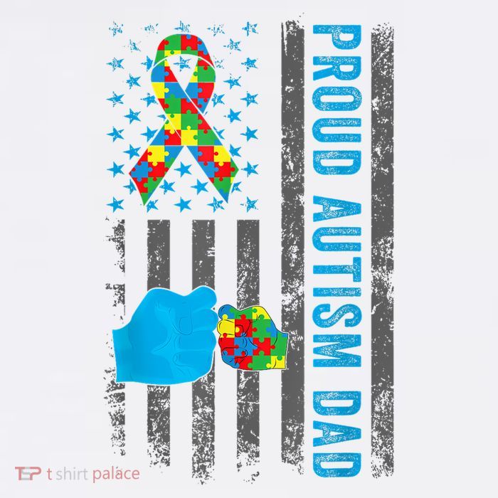 Proud Autism Dad American Flag USA Autism Awareness Dad  Kids T-Shirt