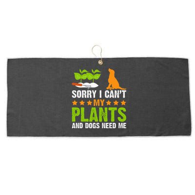 Plants And Dog Lover Gardener Funny Gardening And Dogs Lover Large Microfiber Waffle Golf Towel