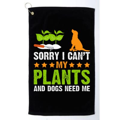 Plants And Dog Lover Gardener Funny Gardening And Dogs Lover Platinum Collection Golf Towel