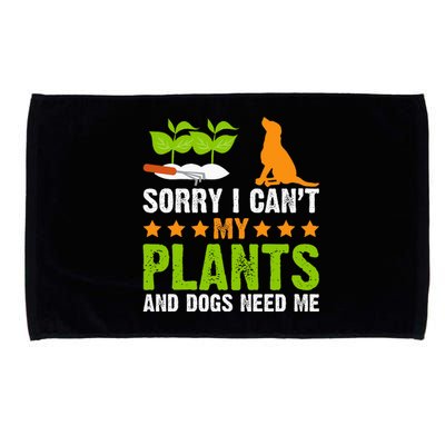 Plants And Dog Lover Gardener Funny Gardening And Dogs Lover Microfiber Hand Towel