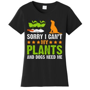 Plants And Dog Lover Gardener Funny Gardening And Dogs Lover Women's T-Shirt