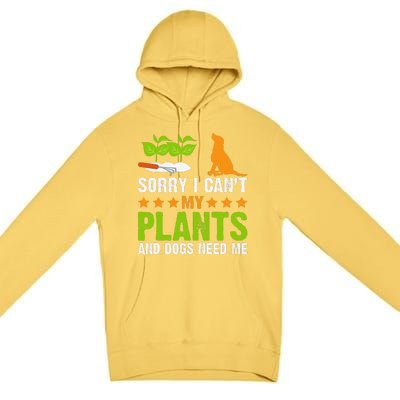 Plants And Dog Lover Gardener Funny Gardening And Dogs Lover Premium Pullover Hoodie