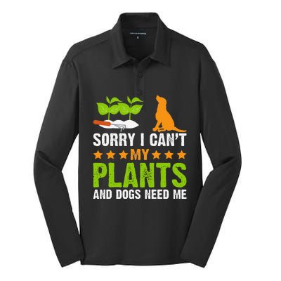 Plants And Dog Lover Gardener Funny Gardening And Dogs Lover Silk Touch Performance Long Sleeve Polo