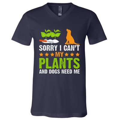 Plants And Dog Lover Gardener Funny Gardening And Dogs Lover V-Neck T-Shirt