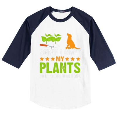 Plants And Dog Lover Gardener Funny Gardening And Dogs Lover Baseball Sleeve Shirt