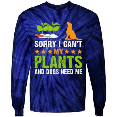 Plants And Dog Lover Gardener Funny Gardening And Dogs Lover Tie-Dye Long Sleeve Shirt