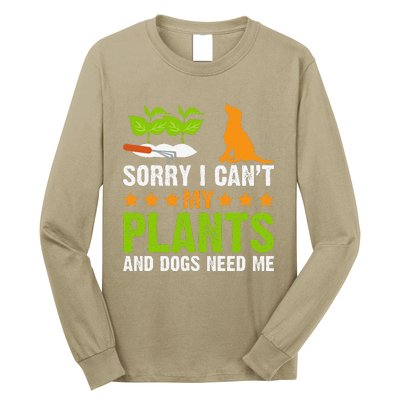 Plants And Dog Lover Gardener Funny Gardening And Dogs Lover Long Sleeve Shirt