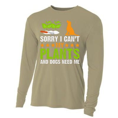 Plants And Dog Lover Gardener Funny Gardening And Dogs Lover Cooling Performance Long Sleeve Crew