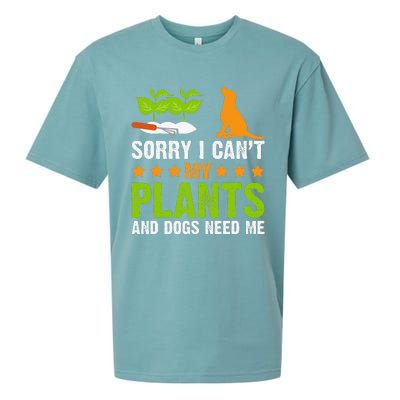 Plants And Dog Lover Gardener Funny Gardening And Dogs Lover Sueded Cloud Jersey T-Shirt