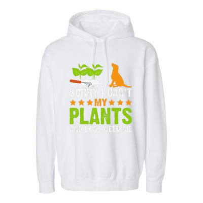 Plants And Dog Lover Gardener Funny Gardening And Dogs Lover Garment-Dyed Fleece Hoodie