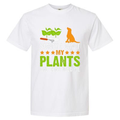 Plants And Dog Lover Gardener Funny Gardening And Dogs Lover Garment-Dyed Heavyweight T-Shirt