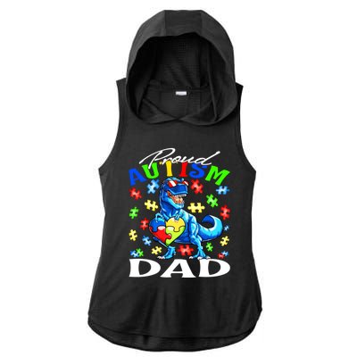 Proud Autism Dad Dinosaur Autism Awareness Gift Ladies PosiCharge Tri-Blend Wicking Draft Hoodie Tank