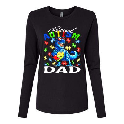 Proud Autism Dad Dinosaur Autism Awareness Gift Womens Cotton Relaxed Long Sleeve T-Shirt